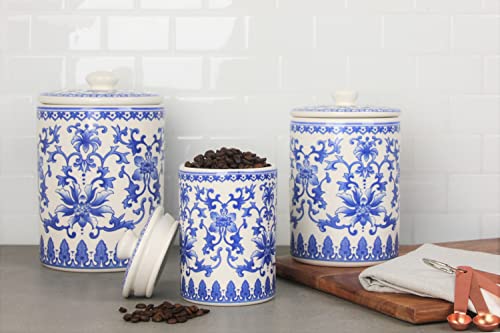 10 Strawberry Street Kitchen Canister, 3 Piece Set, Chinoiserie Blue