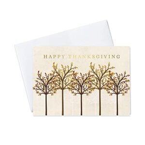 ceo cards - foil stamped thanksgiving greeting cards (trees of autumn), 5.625x7.875 inches, 25 cards & 26 white with gold foil lined envelopes (th1803)
