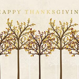 CEO Cards - Foil Stamped Thanksgiving Greeting Cards (Trees Of Autumn), 5.625x7.875 Inches, 25 Cards & 26 White with Gold Foil Lined Envelopes (TH1803)