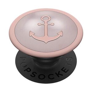 grip anchor golden rose on pink nautical design popsockets popgrip: swappable grip for phones & tablets