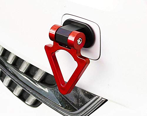 Xotic Tech Sport Track Racing Style Tow Hook Triangle Stick On Front Bumper Compatible with Car SUV Truck (Red)