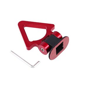 Xotic Tech Sport Track Racing Style Tow Hook Triangle Stick On Front Bumper Compatible with Car SUV Truck (Red)