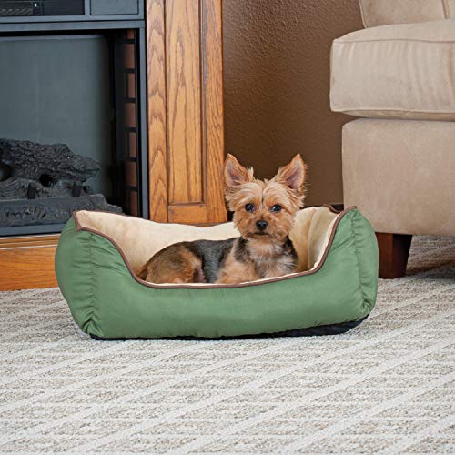 K&H Pet Products Self-Warming Lounge Sleeper Dog and Cat Bed, Heat Reflecting Liner, Machine Washable, Sage/Tan Small 16 X 20 Inches