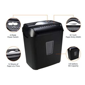 Amazon Basics 12 Sheet Cross-Cut Paper and Credit Card Home Office Shredder, Black