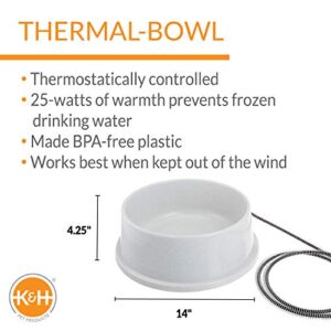 K&H Pet Products Thermal-Bowl Outdoor Heated Cat & Dog Water Bowl Granite 1.5 Gallons
