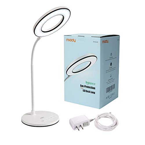 Miady LED Desk Lamp Eye-Caring Table Lamp, 3 Color Modes with 4 Levels of Brightness, Dimmable Office Lamp with Adapter, Touch Control Sensitive, 360° Flexible