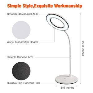 Miady LED Desk Lamp Eye-Caring Table Lamp, 3 Color Modes with 4 Levels of Brightness, Dimmable Office Lamp with Adapter, Touch Control Sensitive, 360° Flexible