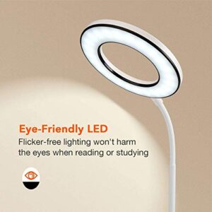 Miady LED Desk Lamp Eye-Caring Table Lamp, 3 Color Modes with 4 Levels of Brightness, Dimmable Office Lamp with Adapter, Touch Control Sensitive, 360° Flexible