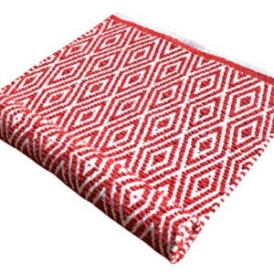 Ramanta Home 100% Cotton Diamond Rug 21x34 Hand Woven Reversible Washable Rug - Red,Farmhouse Bathroom Rugs,Entry Rugs,Rugs for Living Room,Rag Rug,Kitchen Rug Cotton,Machine Washable Rug,Woven Rug