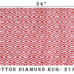 Ramanta Home 100% Cotton Diamond Rug 21x34 Hand Woven Reversible Washable Rug - Red,Farmhouse Bathroom Rugs,Entry Rugs,Rugs for Living Room,Rag Rug,Kitchen Rug Cotton,Machine Washable Rug,Woven Rug