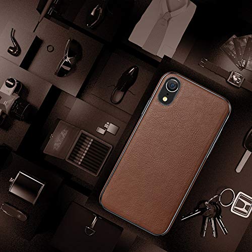 LOHASIC for iPhone XR Case, Premium Leather Slim Fit Flexible Defender Anti-Slip Soft Grip Scratch Resistant Protective Cover Soft Cases Compatible with Apple iPhone XR (2018) 6.1 inch - Brown