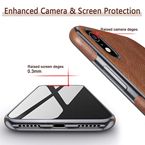 LOHASIC for iPhone XR Case, Premium Leather Slim Fit Flexible Defender Anti-Slip Soft Grip Scratch Resistant Protective Cover Soft Cases Compatible with Apple iPhone XR (2018) 6.1 inch - Brown