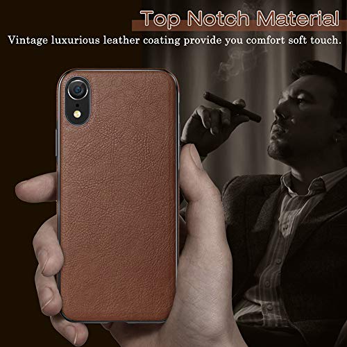 LOHASIC for iPhone XR Case, Premium Leather Slim Fit Flexible Defender Anti-Slip Soft Grip Scratch Resistant Protective Cover Soft Cases Compatible with Apple iPhone XR (2018) 6.1 inch - Brown