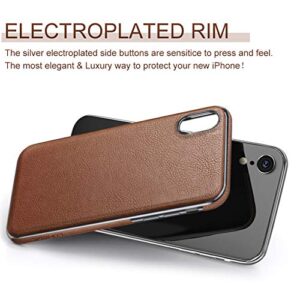 LOHASIC for iPhone XR Case, Premium Leather Slim Fit Flexible Defender Anti-Slip Soft Grip Scratch Resistant Protective Cover Soft Cases Compatible with Apple iPhone XR (2018) 6.1 inch - Brown