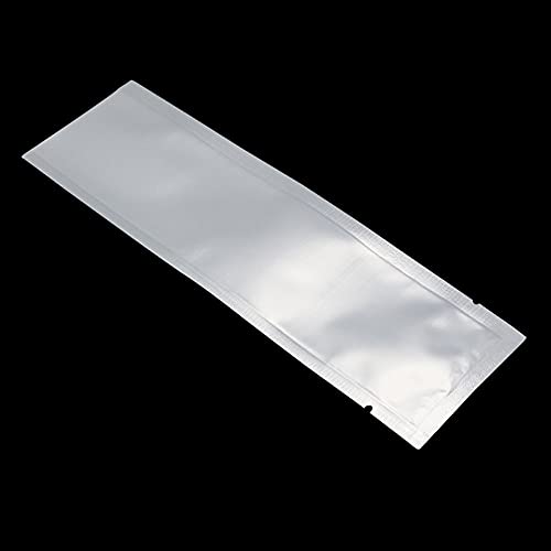 100 Pcs 2.1x7.08 inch (Inside Size 1.77x6.69 inch) Clear Front Vacuum Heat Sealable Pure Foil Bag Pouch for Packaging Food Storage Aluminum Foil Package