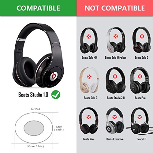 Learsoon Replacement Earpads Cushion Fit for Monster Beats by Dr.Dre Studio 1.0 (1st Generation) Wired and Wireless Headphones (White)