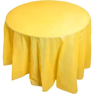 juvale 12-pack yellow tablecloth - 84-inch round disposable table cover, fits up to 72-inch round tables, yellow themed party supplies