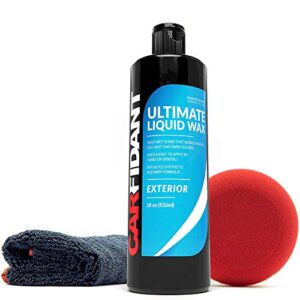 carfidant premium liquid car wax kit - ultimate liquid wax paint sealant - easy to apply - nano-polymer protection - car detailing products car wash kit - microfiber towel + applicator