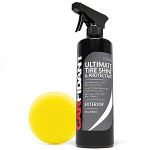 carfidant car tire shine spray kit - tire dressing & rubber protectant - dark, wet look with no grease and no sling! tire black tire shine with applicator pad