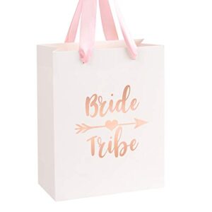 crisky bride tribe bags bridesmaid gift bags team bride bags hangover recovery kit for bachelorotte bridal shower hen's party favors wedding decorations [ pack of 12, rose gold foil ]