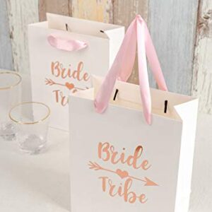 Crisky Bride Tribe Bags Bridesmaid Gift Bags Team Bride Bags Hangover Recovery Kit for Bachelorotte Bridal Shower Hen's Party Favors Wedding Decorations [ Pack of 12, Rose Gold Foil ]