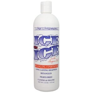 chris christensen ice on ice detangling dog conditioner, groom like a professional, dematts, moisturizes, creates long lasting silkiness, all coat types, made in usa, 16oz
