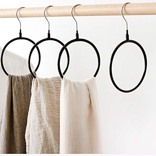 OUNONA 5PCS Metal Belt Ring Hanger for Ties Belts Scarves Shawls Pashminas (Black)