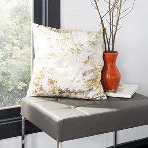 safavieh edmee metallic throw pillow, 22"x22", beige/gold