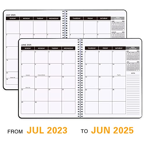 Office Planner July 2023 - June 2025 Monthly Calendar Planner - 9×11 Inch Time Management Personal Planner Hard PVC Cover with Spiral Bound