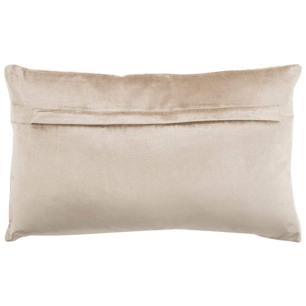 Safavieh Edmee Metallic Throw Pillow, 12"x22", Beige/Gold