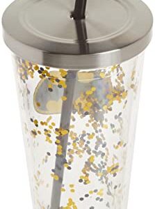 Spoontiques - Glitter Filled Acrylic Tumbler - Glitter Cup with Straw - 20 oz - Stainless Steel Locking Lid with Straw - Double Wall Insulated - BPA Free - Batman