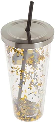 Spoontiques - Glitter Filled Acrylic Tumbler - Glitter Cup with Straw - 20 oz - Stainless Steel Locking Lid with Straw - Double Wall Insulated - BPA Free - Batman