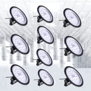 led high bay light 100w 10pcs, 10000lm ufo led high bay light, 6000k high bay led lights, ip54 warehouse led lights commercial warehouse area light fixture bay lighting for garage factory workshop