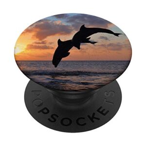 sunset dolphins - cell phone mount & hand holder knob 6460 popsockets popgrip: swappable grip for phones & tablets