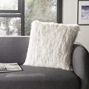 safavieh shag modish throw pillow, 12"x22", metallic snow