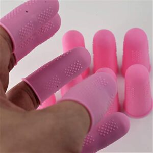 Finger Protectors [Flex Series - 12-Pack] Silicone Non-Stick Finger Covers [Pink - Small (6) / Medium (6)] for Hot Glue/Sewing/Wax/Rosin/Resin/Honey/Adhesives/Scrapbooking