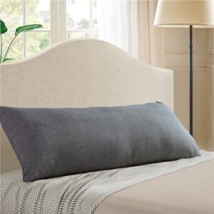 evolive 100% cotton pre-washed melange grey body pillow cover/case 21"x 54" with zipper closure (neutral grey, 21“x54)
