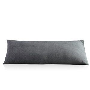 EVOLIVE 100% Cotton Pre-Washed Melange Grey Body Pillow Cover/Case 21"x 54" with Zipper Closure (Neutral Grey, 21“x54)