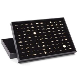 2 pack ring display tray velvet, 100 slot foam jewelry organizer for storage (13.8x9.5 x1.3 in)