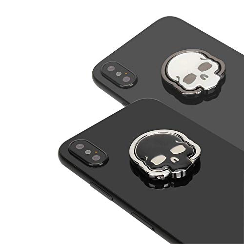 homEdge Cell Phone Skull Ring Grip, Set of 4 Packs 360° Adjustable Finger Ring Holder, Suitable for Magnetic Car Mount Kickstand for Cell Phone-Black and White
