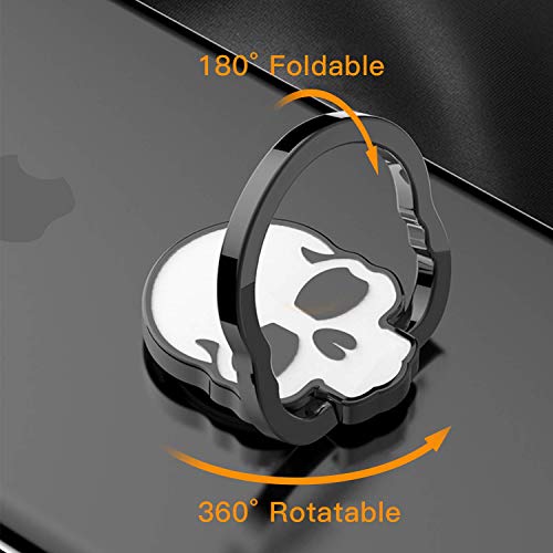 homEdge Cell Phone Skull Ring Grip, Set of 4 Packs 360° Adjustable Finger Ring Holder, Suitable for Magnetic Car Mount Kickstand for Cell Phone-Black and White