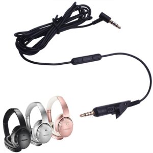 Saipomor QC15 Replacement Cable Upgrade Audio Extension Cord with Mic and Volume Control Compatible with Bose QuietComfort15 QC 15 Headphones