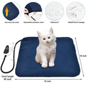 RIOGOO Pet Heating Pad, Electric Heating Pad for Dogs and Cats Indoor Warming Mat with Auto Power Off (M:18" x 18")