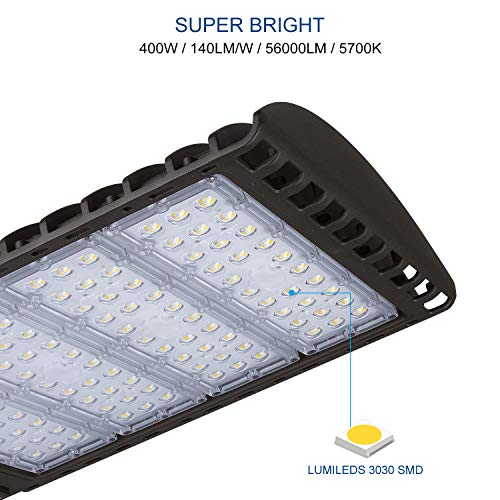 Hylele 400W LED Street Light Parking lot Light Commercial Street & Area Lighting Shoebox Pole Lights Outdoor IP65 Waterproof 5700K 56000LM 140 LM/W Super Bright with Slip Fitter Mounting ETL Listed