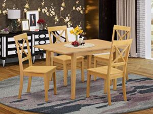 east west furniture nobo5-oak-w dining set, 5-piece