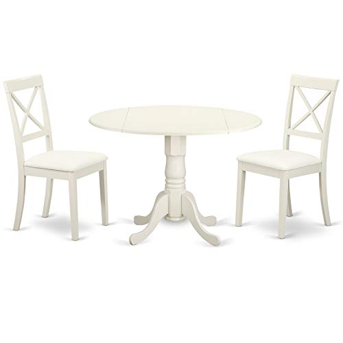 East West Furniture DLBO3-LWH-LC Dining Table Set