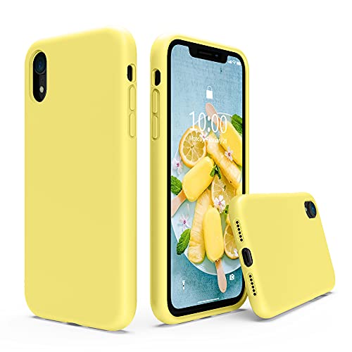 SURPHY Silicone Case Compatible with iPhone XR Case, Soft Liquid Silicone Shockproof Phone Case (with Microfiber Lining) Compatible with iPhone XR (2018) 6.1 inches (Yellow)