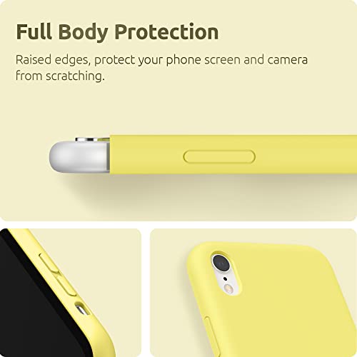 SURPHY Silicone Case Compatible with iPhone XR Case, Soft Liquid Silicone Shockproof Phone Case (with Microfiber Lining) Compatible with iPhone XR (2018) 6.1 inches (Yellow)