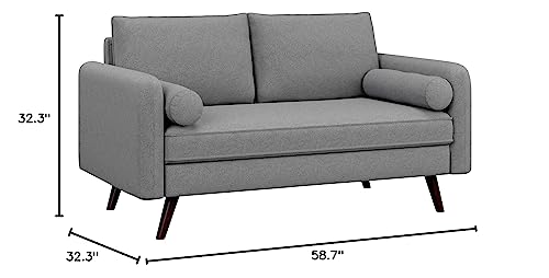 Lifestyle Solutions Calgary Upholstered Loveseat, (59" Long x 32" Deep), Grey