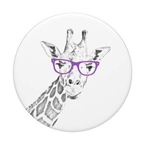 Giraffe wearing Purple Glasses PopSockets PopGrip: Swappable Grip for Phones & Tablets